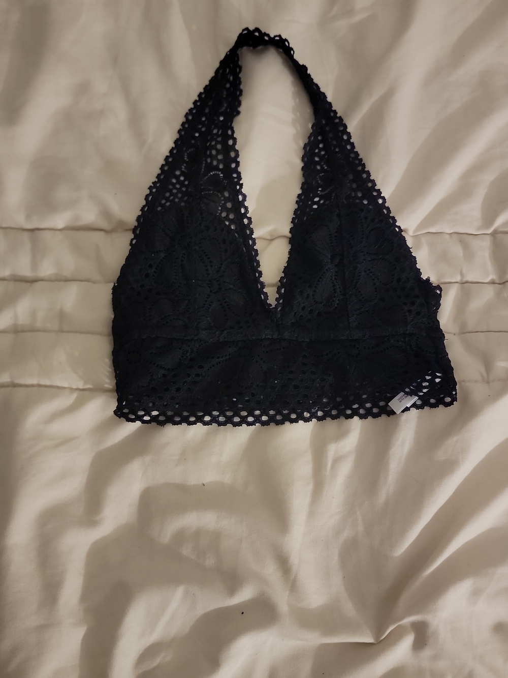 SHEIN Black Lace Halter Bandeau Bralette